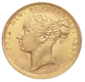 Victoria Young Head Sovereign With St. George Reverse, 1871-1887